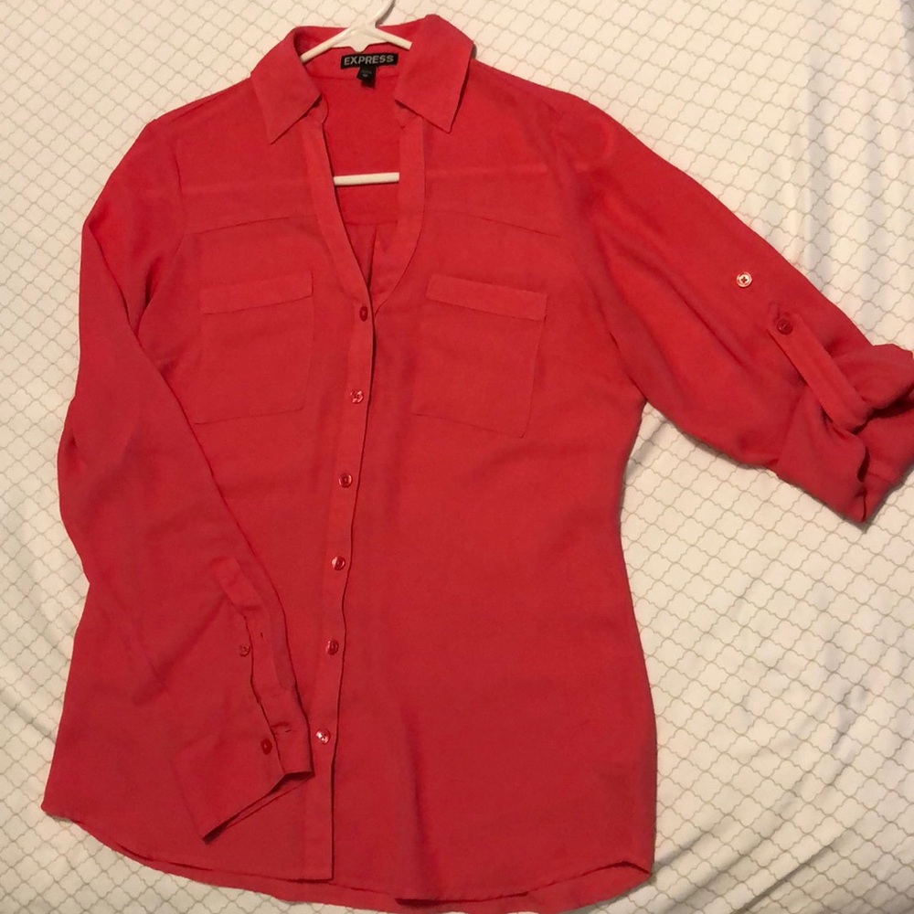 Express bright coral portofino top